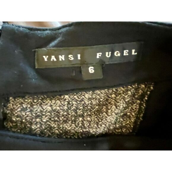 Yansi Fugel Black Shift Dress Fitted Tweed Look Block 6 Black Tan - Picture 10 of 11